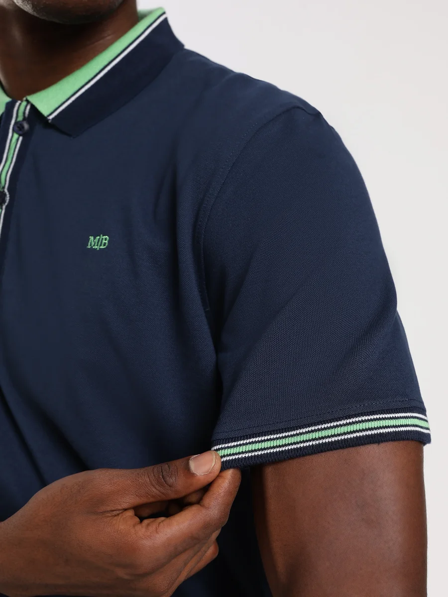 Navy Solid Half Sleeve Polo T-Shirt - Image 3