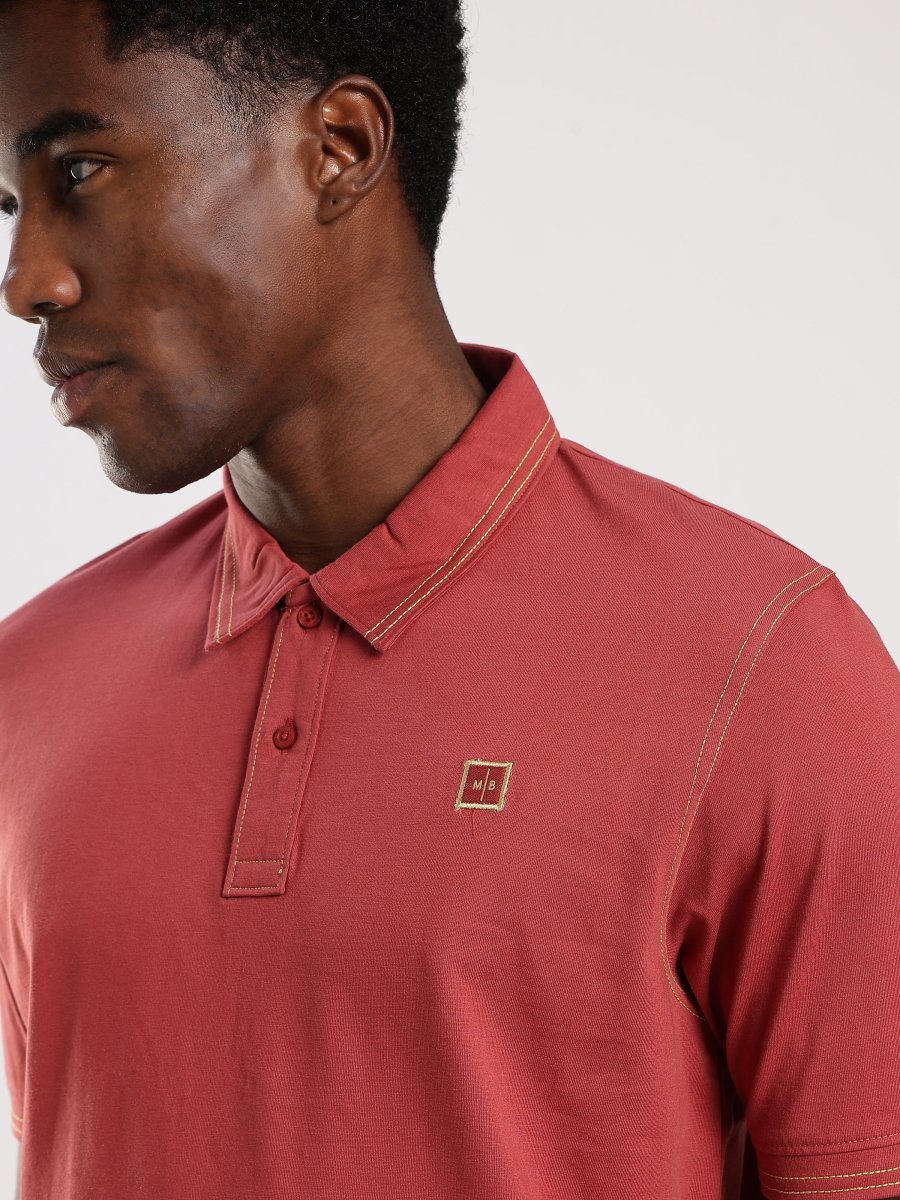 Maroon Solid Half Sleeve Polo T-Shirt - Image 3