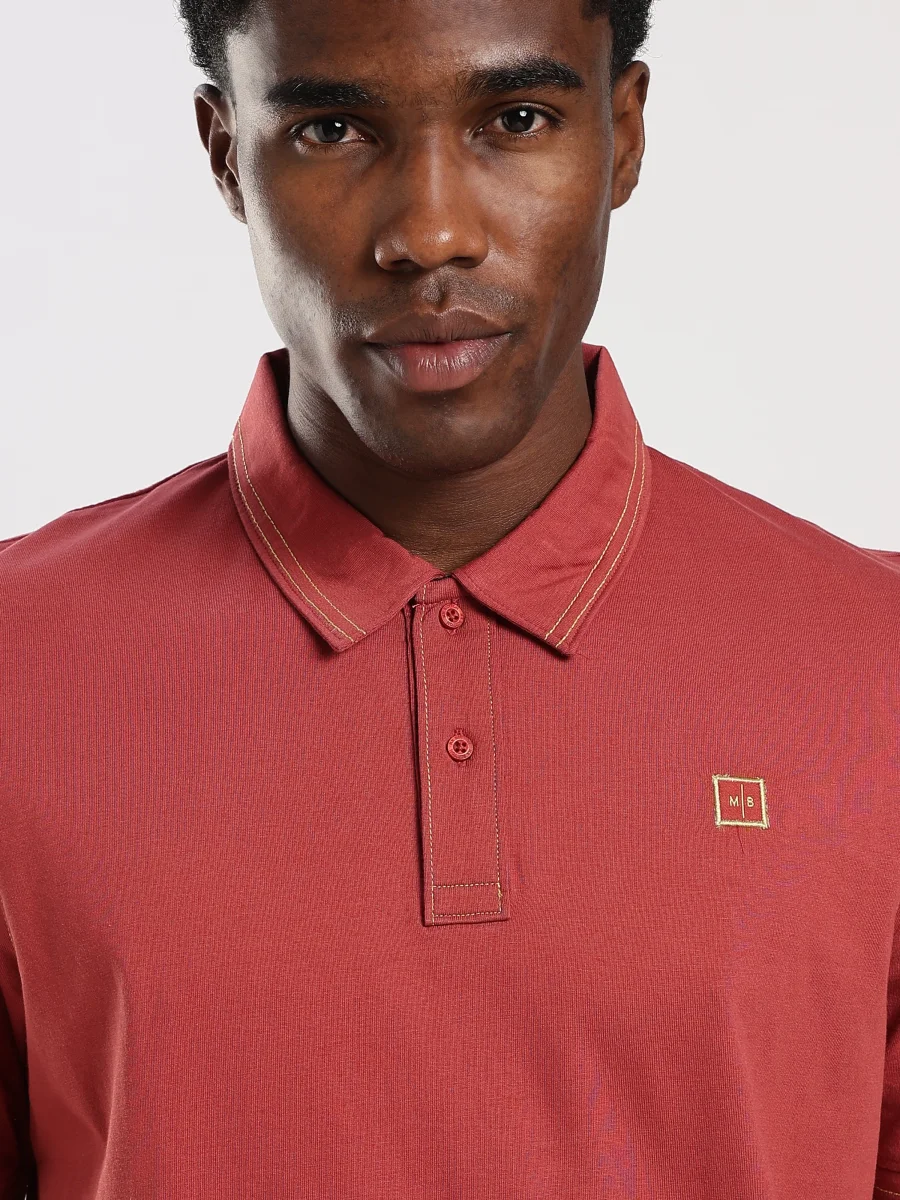 Maroon Solid Half Sleeve Polo T-Shirt - Image 2