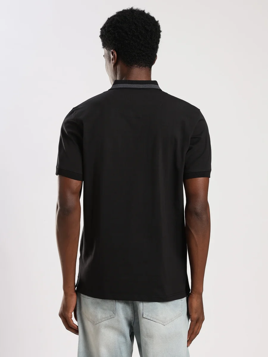 Black Solid Half Sleeve Polo T-Shirt - Image 9